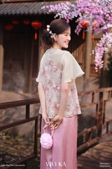 Áo Yên Nhu kiểu truyền thống tơ thêu nhũ