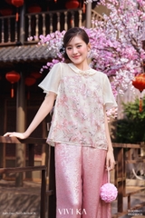 Áo Yên Nhu kiểu truyền thống tơ thêu nhũ