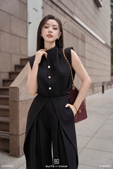 Áo Miranda tay chờm cổ trụ xếp