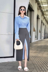 Áo sơ mi dây buộc eo cài nút