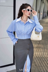 Áo sơ mi dây buộc eo cài nút