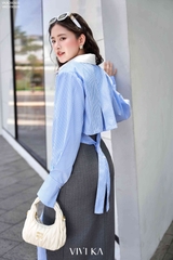 Áo sơ mi dây buộc eo cài nút