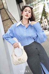 Áo sơ mi dây buộc eo cài nút