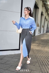 Áo sơ mi dây buộc eo cài nút