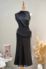 Set áo tà xéo + chân váy lụa