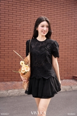 Áo Astorie cổ tròn ren phối nơ