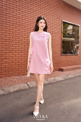 Đầm Bloom cổ tròn đính hoa