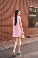 Đầm Bloom cổ tròn đính hoa