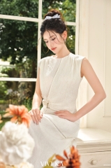 Set Velina áo cổ tròn sát nách + chân váy
