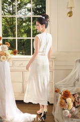 Set Velina áo cổ tròn sát nách + chân váy