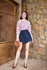 Áo sơ mi Sherry kẻ sọc phối khoen