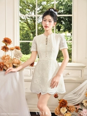 Đầm Lotus ren cổ tròn phối nơ