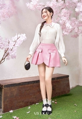 Chân váy xếp ly xẻ đắp