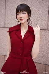 Áo Lucia cổ sơ mi sát nách kèm belt