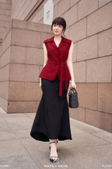 Áo Lucia cổ sơ mi sát nách kèm belt