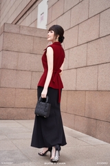 Áo Lucia cổ sơ mi sát nách kèm belt