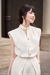 Áo Miranda tay chờm cổ trụ xếp