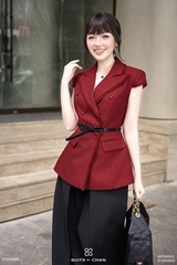 Áo Elena cổ vest phối nút túi hộp