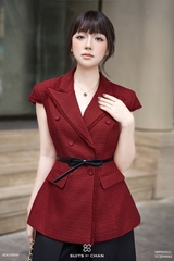 Áo Elena cổ vest phối nút túi hộp