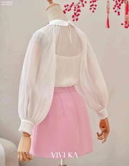 Chân váy xếp ly xẻ đắp