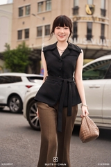 Áo Lucia cổ sơ mi sát nách kèm belt