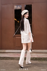 Áo Opaline ren trắng cổ sơ mi