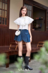 Chân váy xếp ly xẻ đắp