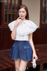 Chân váy xếp ly xẻ đắp