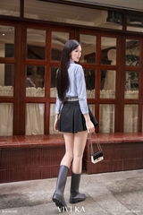 Chân váy Elina xếp ly phối xám