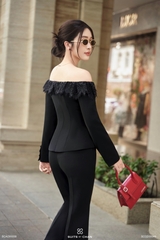 Áo Avantika ren trễ vai phối nút