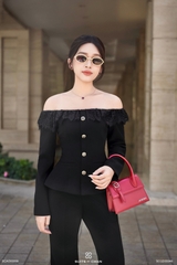 Áo Avantika ren trễ vai phối nút