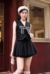 Chân váy Selwyn phối ren xếp ly