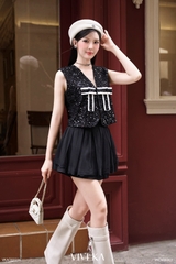 Chân váy Selwyn phối ren xếp ly