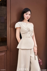 Áo Marina lệch vai phối nơ