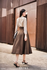 Áo Violet sơ mi đính hoa cravat