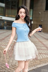 Chân váy lưới ren xòe bồng