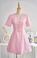 Đầm Charm cổ V phối nơ