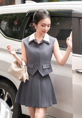 Chân váy xếp ly kẻ sọc