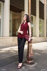 Áo James cổ vest hở tay túi nắp