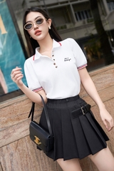 Chân váy xếp ly dây nịt