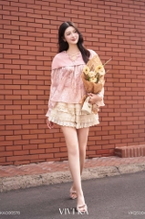 Áo Arabell voan tay dài phối dây nơ