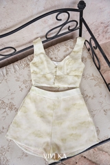 Set Eva áo ngoài phối bra kèm belt+quần váy