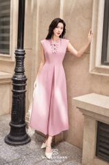 Đầm Dora cổ sát nách đính hoa cổ tròn