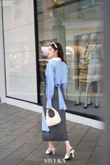 Áo sơ mi dây buộc eo cài nút