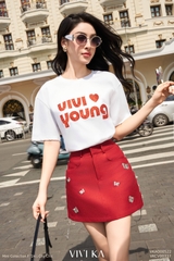 Chân váy mini bướm phối dây xích