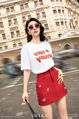 Chân váy mini bướm phối dây xích