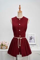 Jumsuit Ashley dây bím tùng xếp ly phối nút