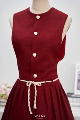 Jumsuit Ashley dây bím tùng xếp ly phối nút