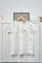 Áo Monica phối ren hoa hồng