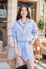 Set áo sơ mi kiểu dáng rộng + quần short